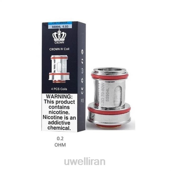 UWELL CROWN 4 کویل های جایگزین (بسته 4 عددی) سیم پیچ دوگانه 0.2 اهم 6DRV182 | UWELL TEHRAN