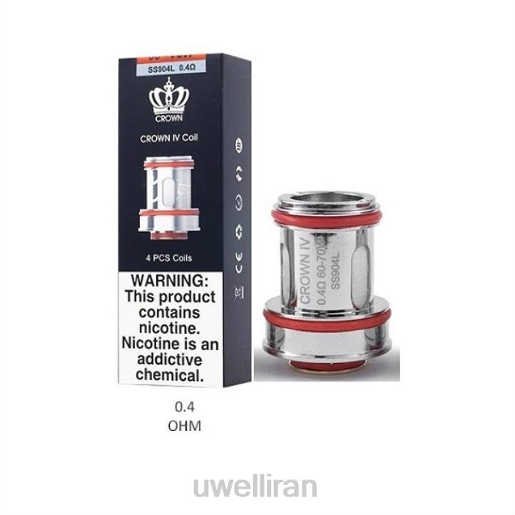 UWELL CROWN 4 کویل های جایگزین (بسته 4 عددی) سیم پیچ دوگانه 0.4 اهم 6DRV183 | UWELL VAPE PRICE