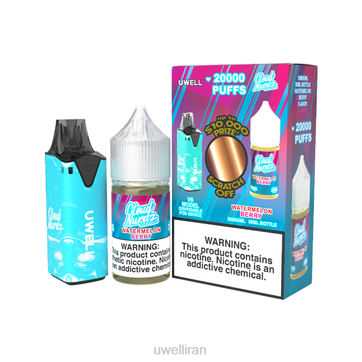 UWELL V6 دستگاه یکبار مصرف + آبمیوه بابا 30 میلی لیتر - بسته collab clr: blue/flv: توت هندوانه سرد 50 میلی گرم 6DRV206 | UWELL قیمت