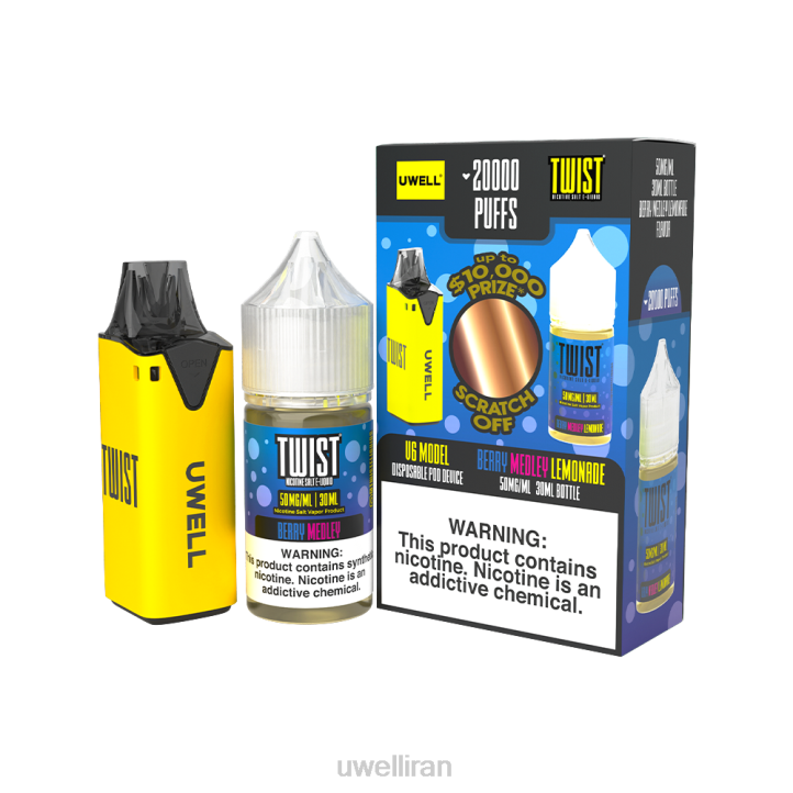 UWELL V6 دستگاه یکبار مصرف + آبمیوه بابا 30 میلی لیتر - بسته collab clr: زرد/flv: لیموناد مخلوط توت 50 میلی گرم 6DRV216 | UWELL قیمت