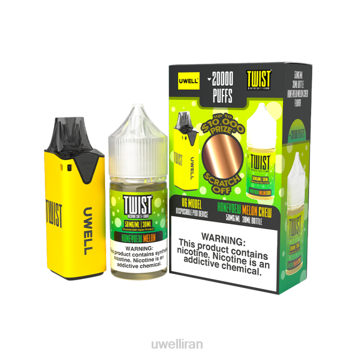 UWELL V6 دستگاه یکبار مصرف + آبمیوه بابا 30 میلی لیتر - بسته collab clr: زرد/flv: جویدن خربزه عسلک 50 میلی گرم 6DRV217 | ویپ UWELL قیمت