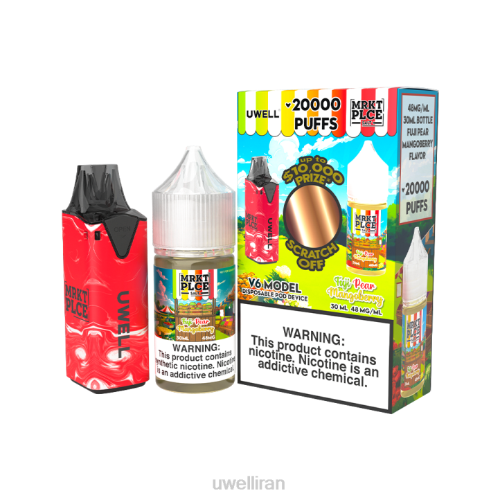 UWELL V6 دستگاه یکبار مصرف + آبمیوه بابا 30 میلی لیتر - بسته collab clr: red/flv: انبه گلابی فوجی 48 میلی گرم 6DRV209 | سیگار UWELL