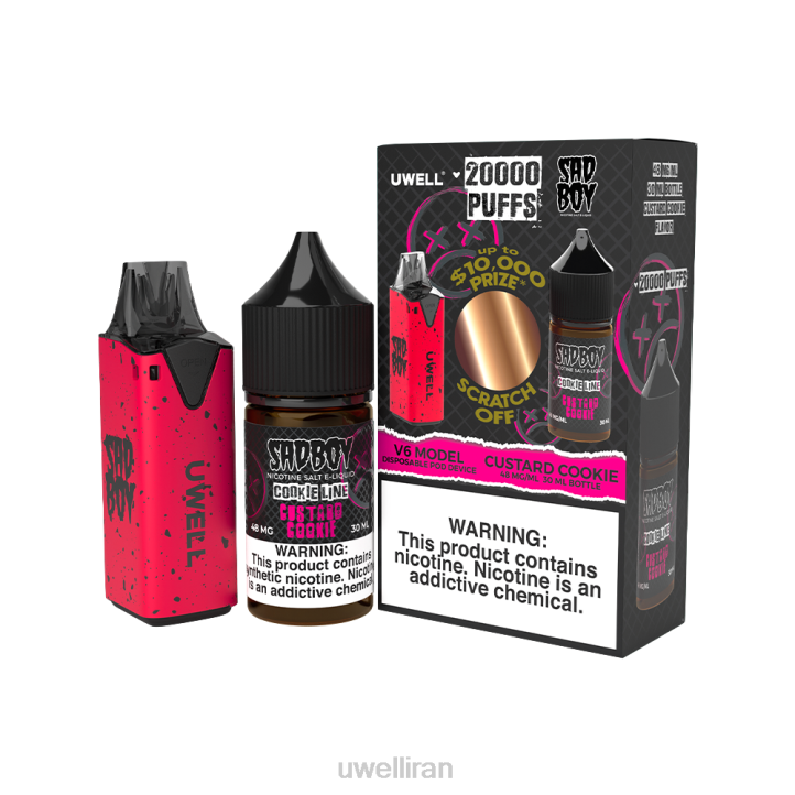 UWELL V6 دستگاه یکبار مصرف + آبمیوه بابا 30 میلی لیتر - بسته collab clr: red/flv: کوکی کاستارد 48 میلی گرم 6DRV213 | UWELL VAPE PRICE