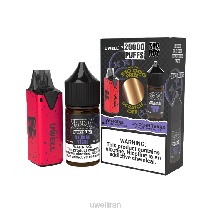 UWELL V6 دستگاه یکبار مصرف + آبمیوه بابا 30 میلی لیتر - بسته collab clr: red/flv: اشک تکشاخ 48 میلی گرم 6DRV214 | UWELL VAPE FLAVOURS