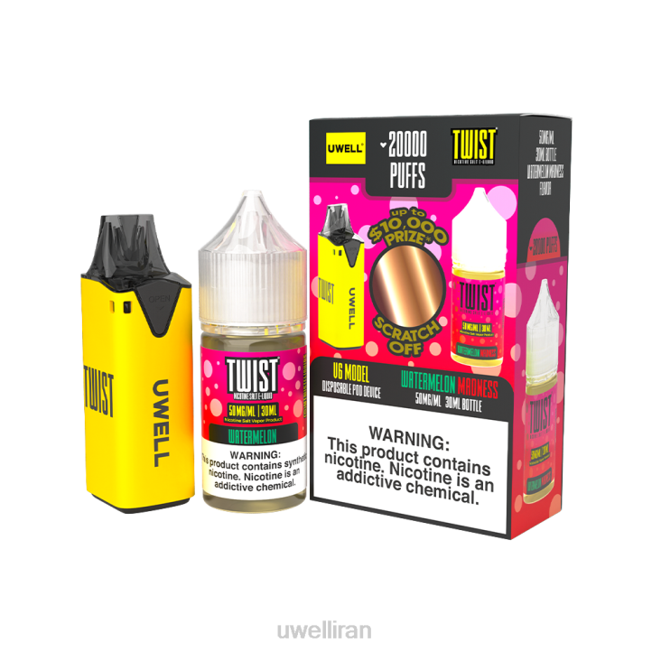 UWELL V6 دستگاه یکبار مصرف + آبمیوه بابا 30 میلی لیتر - بسته collab clr: yellow/flv: جنون هندوانه 50mg 6DRV220 | UWELL ONLINE SHOP